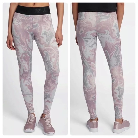 NIKE NSW Leg-A-See Pink Gray Marble Leggings Small - Picture 2 of 10
